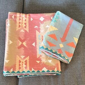 Martex Southwestern Ancient Echoes Clay Teal Queen Flat Sheet & Large Pillowcase